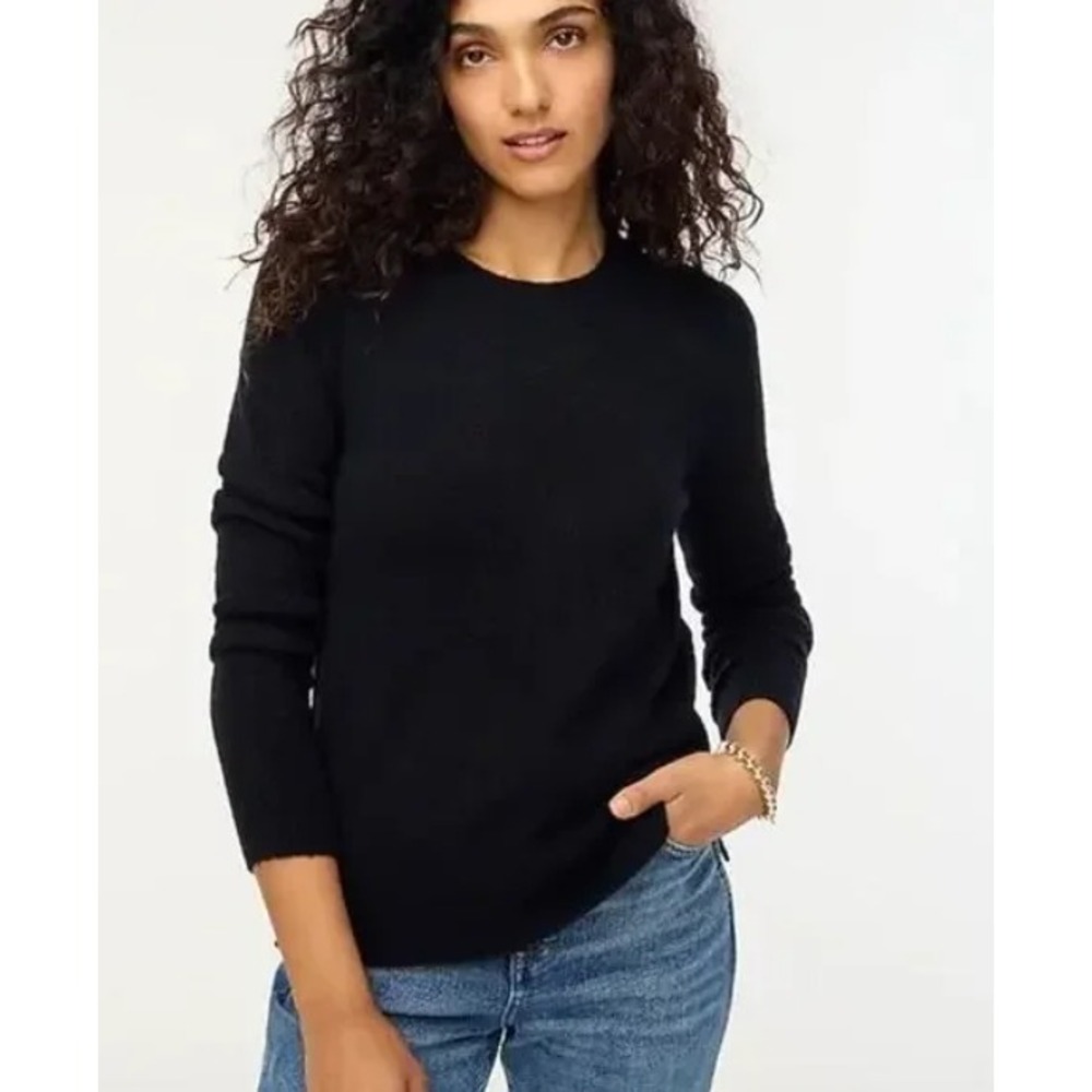 J. Crew Extra Soft Crew Neck Wool Blend Black Pullover Sweater Fair Trade XS